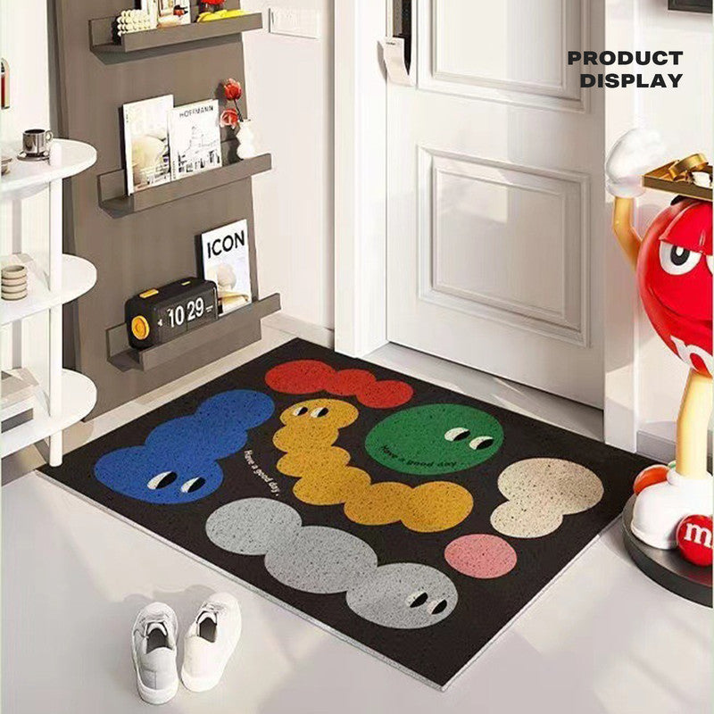 Cartoon door entry anti-slip rug scraping mud rubbing soil pvc wire ring floor mat