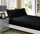 1000TC Ultra Soft Fitted Sheet & 2 Pillowcases Set - King Size Bed - Black