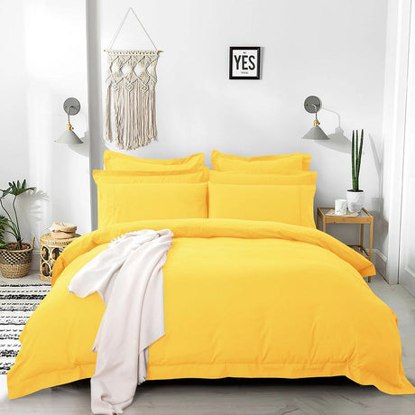 Tailored 1000TC Ultra Soft Double Size Yellow Duvet Doona Quilt Cover Set