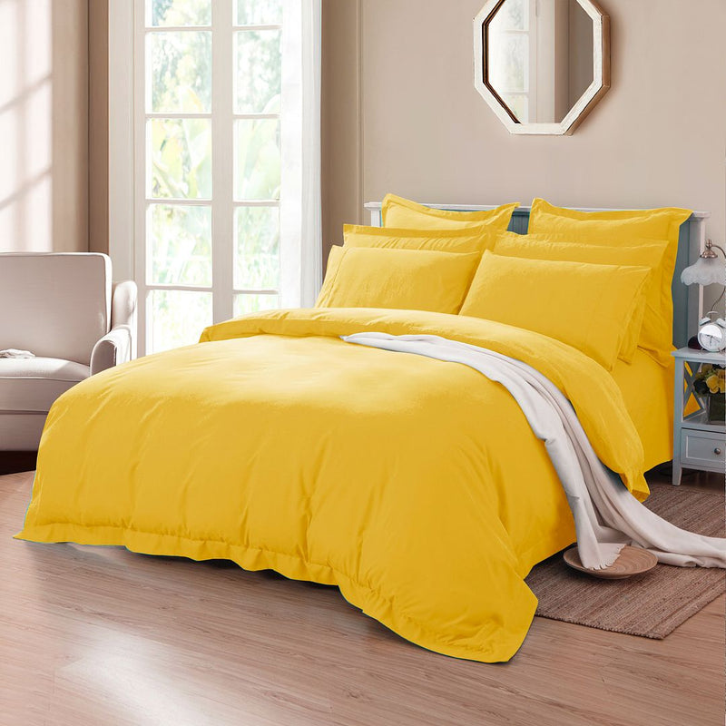 Tailored 1000TC Ultra Soft Double Size Yellow Duvet Doona Quilt Cover Set