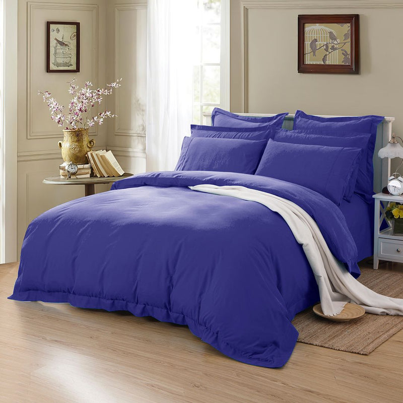 1000TC Tailored Double Size Royal Blue Duvet Doona Quilt Cover Set