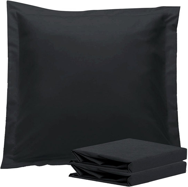 1000TC Premium Ultra Soft European Pillowcases 2-Pack Black