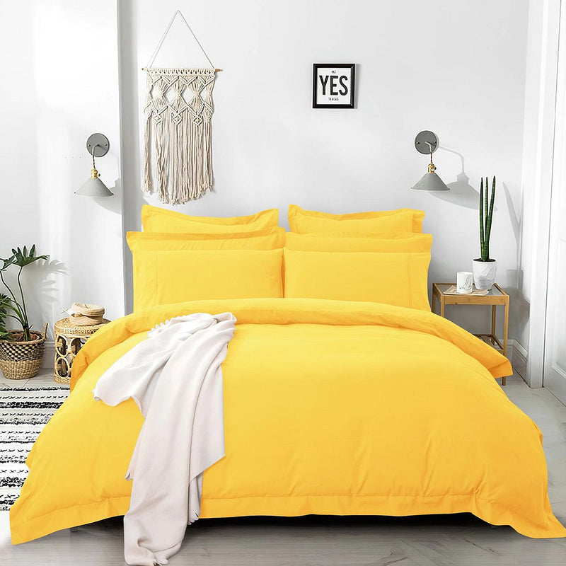 Tailored 1000TC Ultra Soft King Single Size Yellow Duvet Doona Quilt Cover Set