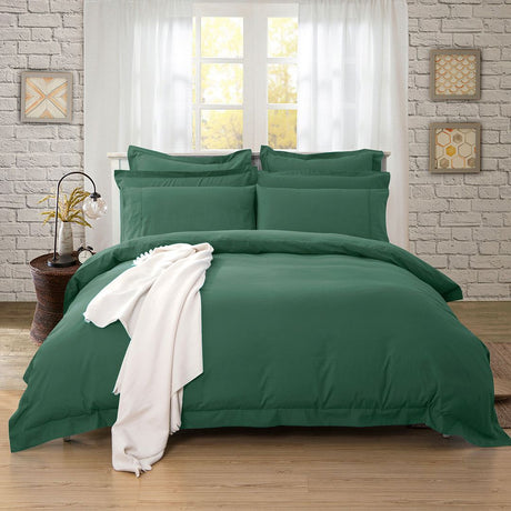 1000TC Tailored Queen Size Quilt/Doona/Duvet Cover Set - Dark Green