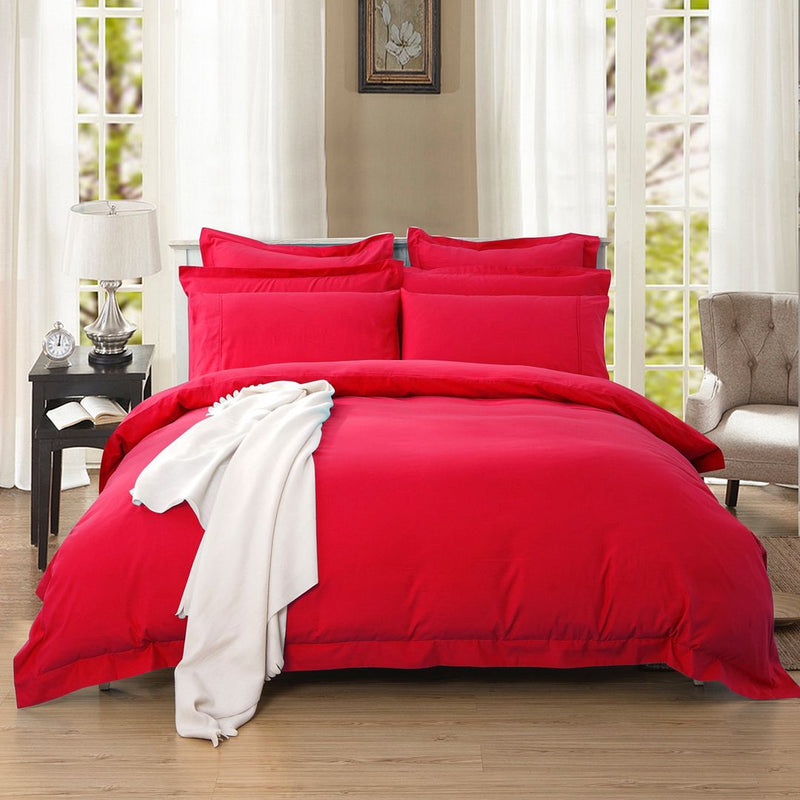 1000TC Tailored Queen Size Red Duvet Doona Quilt Cover Set