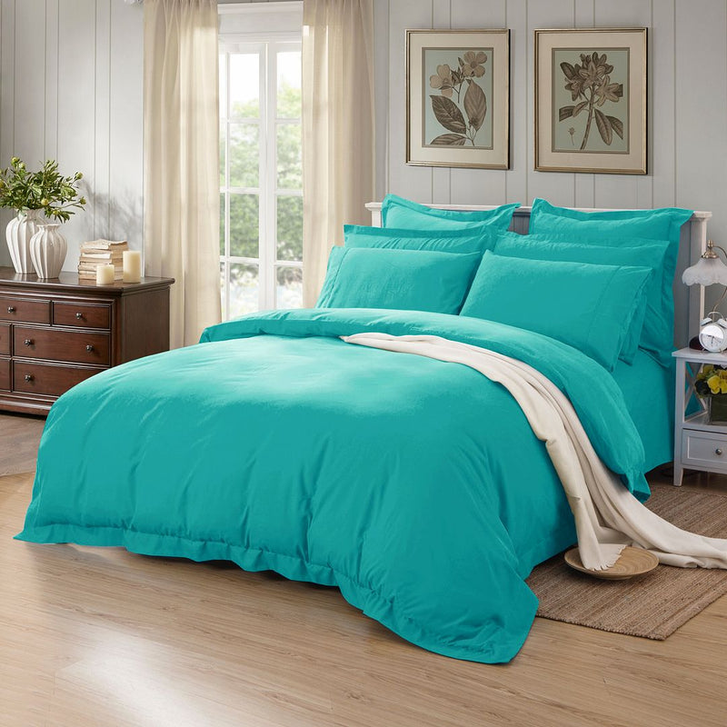 1000TC Tailored Queen Size Teal Duvet Doona Quilt Cover Set