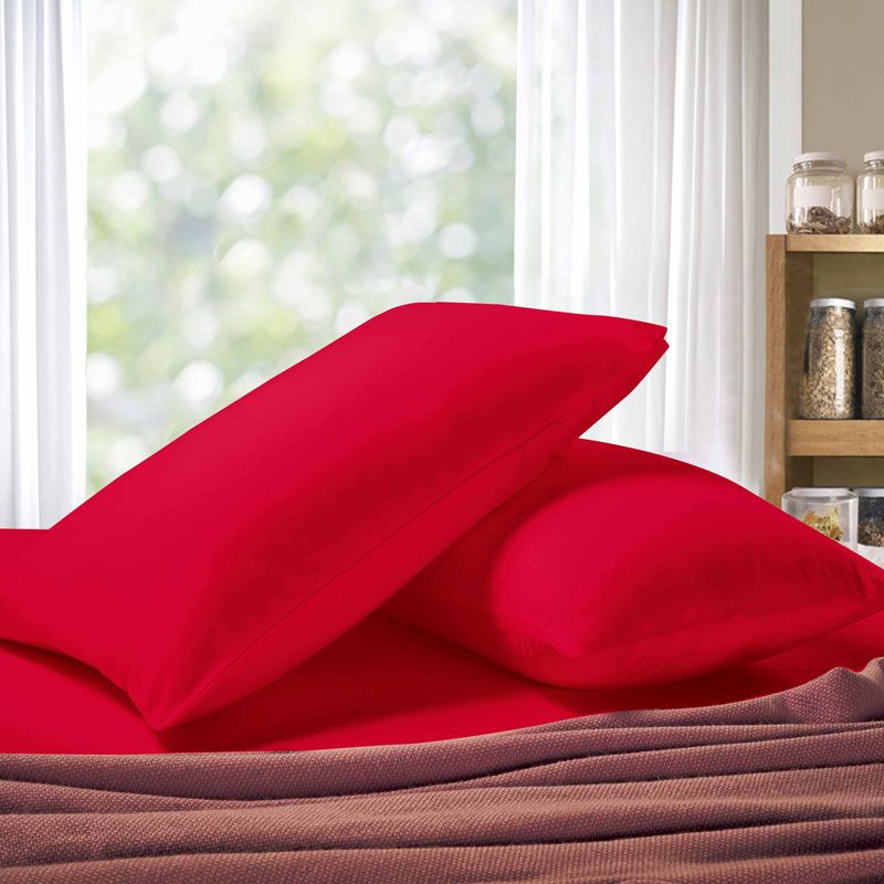 1000TC Premium Ultra Soft Standrad size Pillowcases 2-Pack - Red