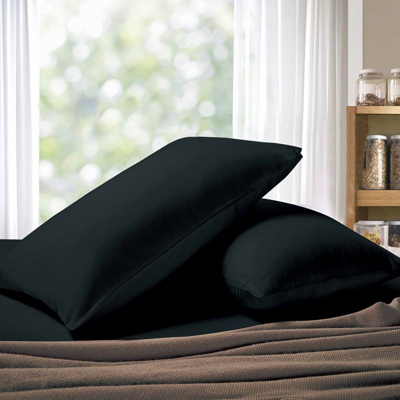 1000TC Premium Ultra Soft Standrad size Pillowcases 2-Pack - Black