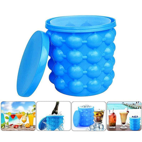 Silicone Ice Cube Magic Maker Revolutionary Space Saving Ice  Tray Bucket