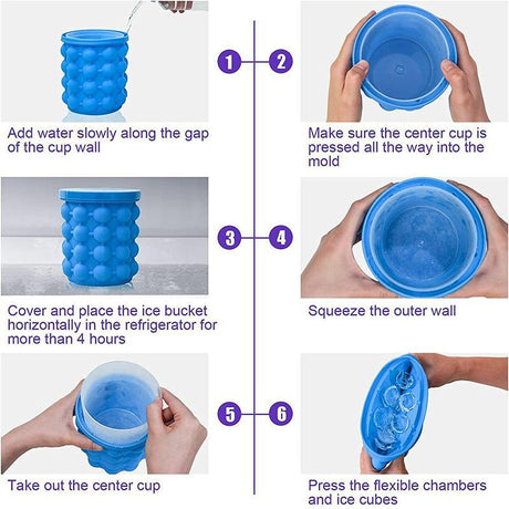 Silicone Ice Cube Magic Maker Revolutionary Space Saving Ice  Tray Bucket