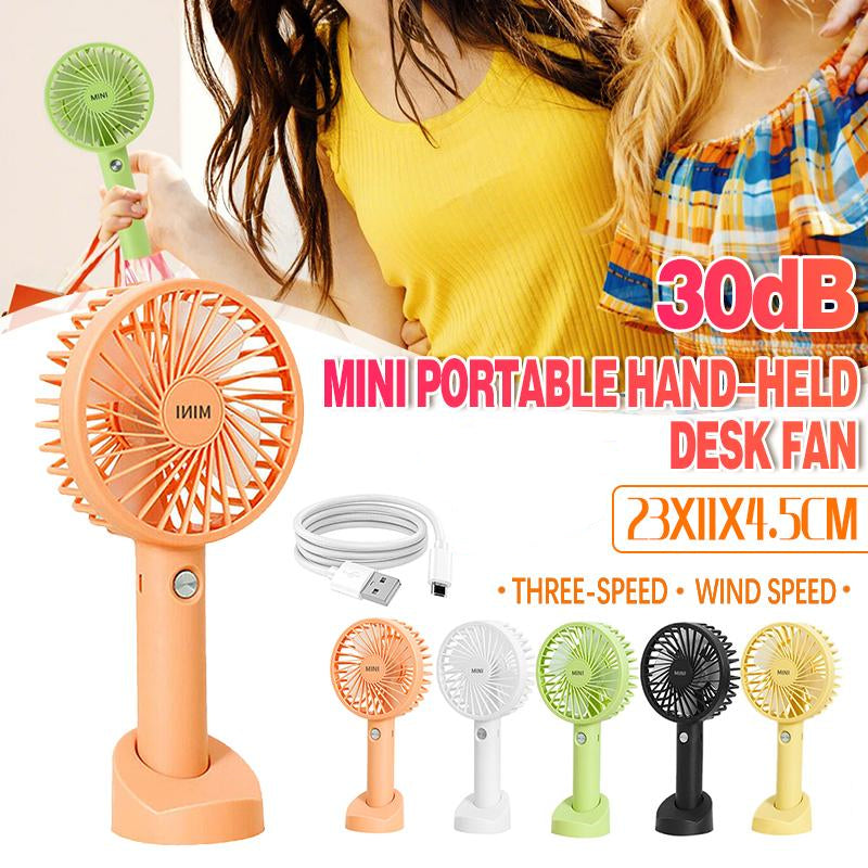 Mini Portable Hand-held Desk Fan Cooling Cooler USB Air Rechargeable 3 Speed