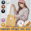 Women Corduroy Applique Tote Bags Handbag Messenger Canvas Shoulder Bag Travel