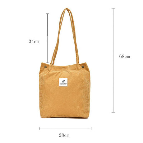 Women Corduroy Applique Tote Bags Handbag Messenger Canvas Shoulder Bag Travel