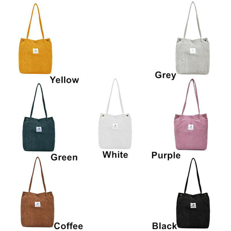 Women Corduroy Applique Tote Bags Handbag Messenger Canvas Shoulder Bag Travel