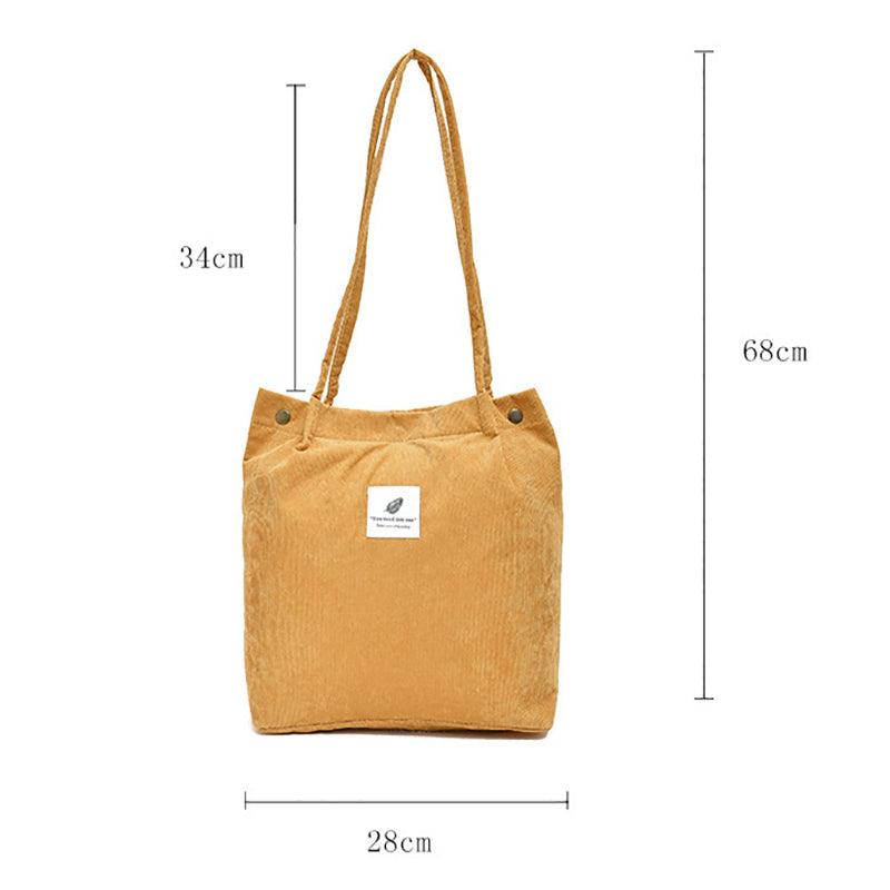 Women Corduroy Applique Tote Bags Handbag Messenger Canvas Shoulder Bag Travel