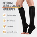 Zip Sox Compression Socks Zipper Leg Support Knee Open Toe Shaper Stockings