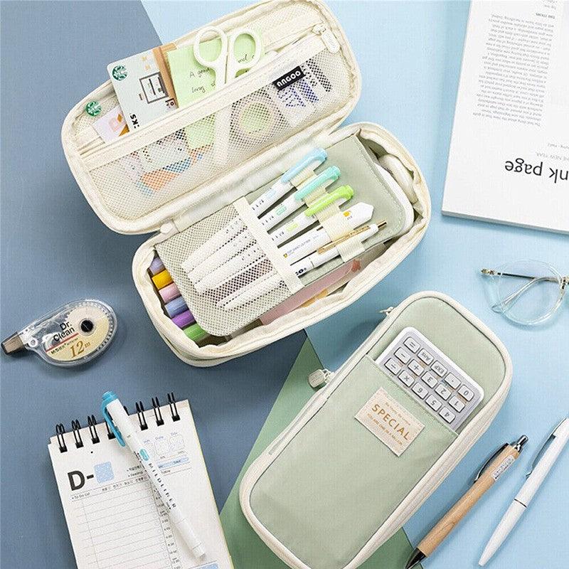 Zipper Pencil Case Pen Bag Organizer School Office Cosmetic Stationery Storage