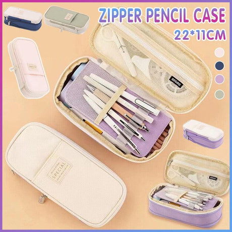 Zipper Pencil Case Pen Bag Organizer School Office Cosmetic Stationery Storage