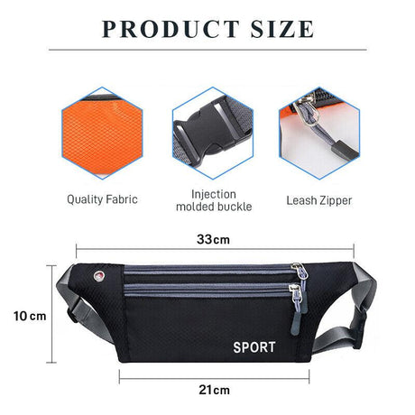 Waterproof Running Belt Bum Bag Travel Waist Bags Money Zip Pouch Sports Wallet