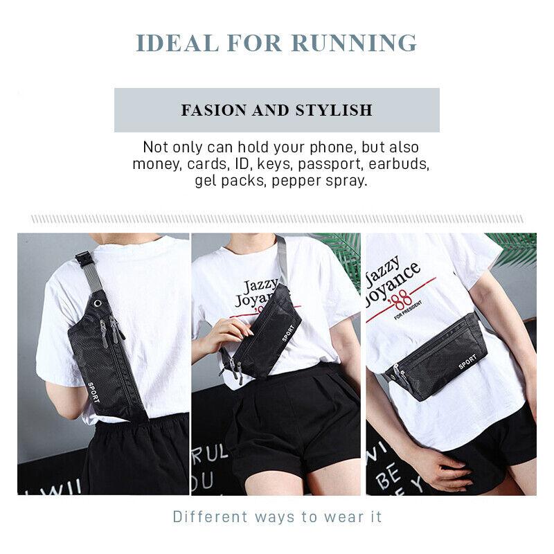 Waterproof Running Belt Bum Bag Travel Waist Bags Money Zip Pouch Sports Wallet