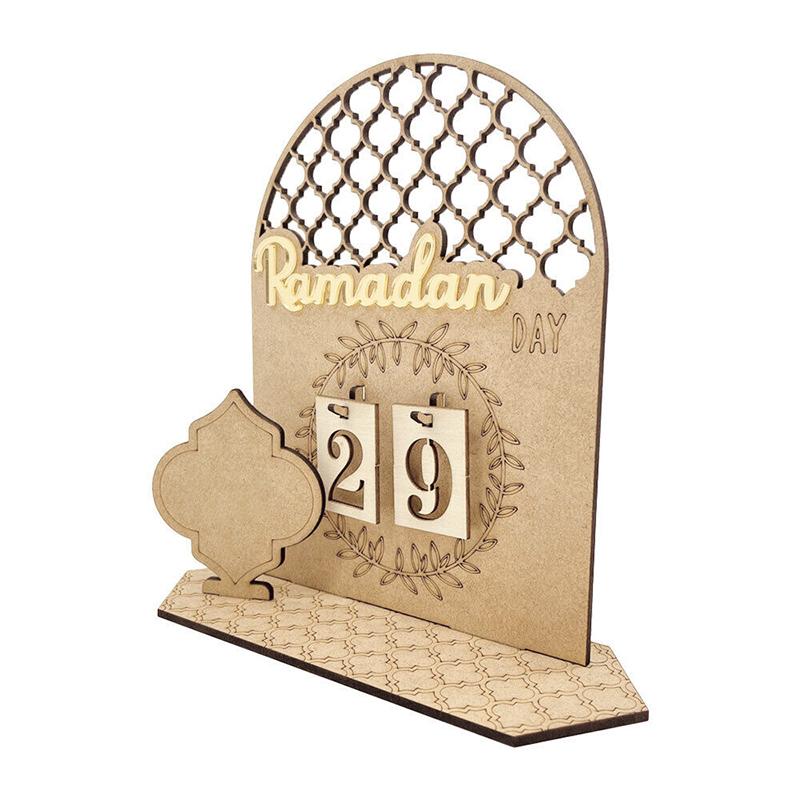 Wooden Eid Ramadan Countdown Calendar Ornament DIY Wood Crafts Party Decor