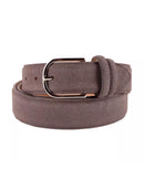 Grey Suede Calfskin Belt with Brass Buckle 115 cm Men