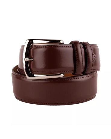 Genuine Smooth Brown Calfskin Belt with Brass Buckle 105 cm Men