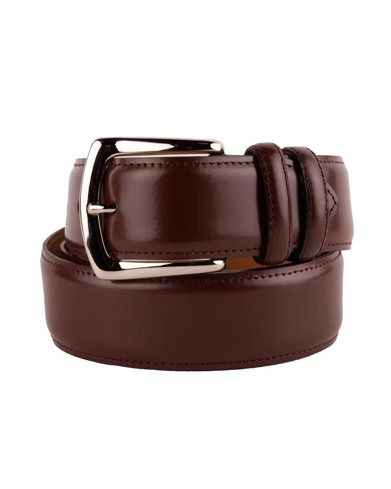 Genuine Smooth Brown Calfskin Belt with Brass Buckle 115 cm Men