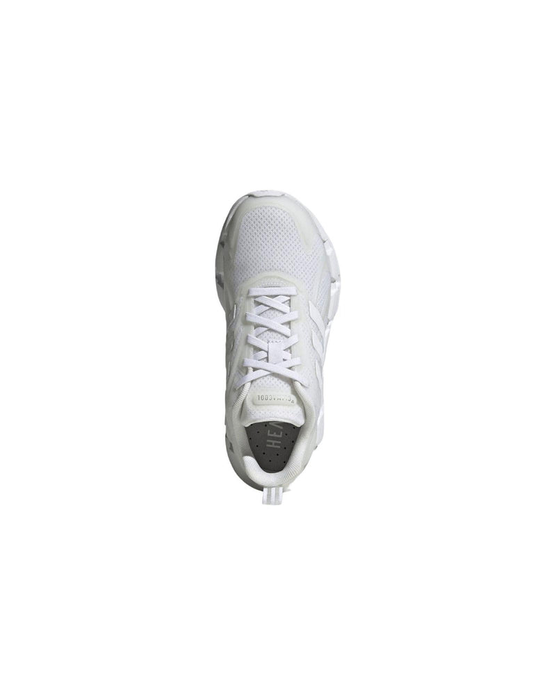 White Leatherette and Mesh Running Shoes - 10 US