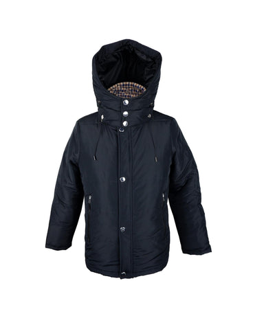 Black Aquascutum Jacket with Removable Hood and Tartan Lining 54 IT Men