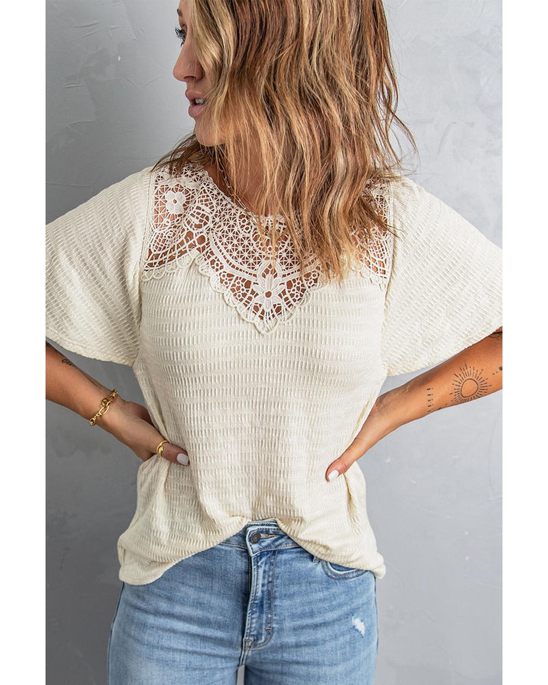 Azura Exchange Flutter Sleeve Crochet Top - L