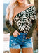 Azura Exchange Leopard Color Block Long Sleeve Knit Top - M