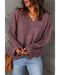 Azura Exchange Loose Waffle Knit Long Sleeve Top - 2XL