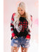 Azura Exchange Heart Print Plaid Leopard Joint Sleeve Blouse