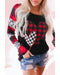 Azura Exchange Heart Print Plaid Leopard Joint Sleeve Blouse