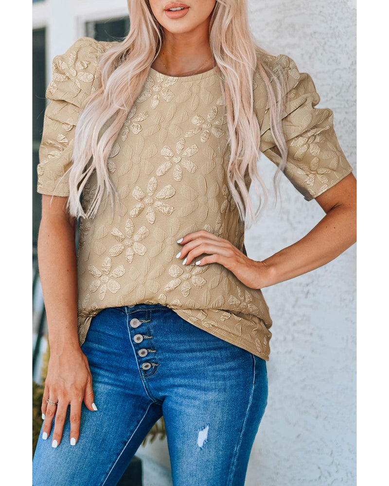 Azura Exchange Lace Bubble Sleeve Top - L