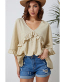 Azura Exchange Draped Batwing Sleeve Ruffle Top - M