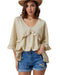 Azura Exchange Draped Batwing Sleeve Ruffle Top - M