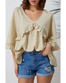 Azura Exchange Draped Batwing Sleeve Ruffle Top - XL