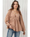 Azura Exchange Notched V-Neck Smocked Back Peplum Blouse - M