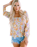 Azura Exchange Floral Puff Sleeve Babydoll Blouse - M