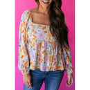 Azura Exchange Floral Puff Sleeve Babydoll Blouse - XL