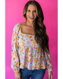 Azura Exchange Floral Puff Sleeve Babydoll Blouse - XL