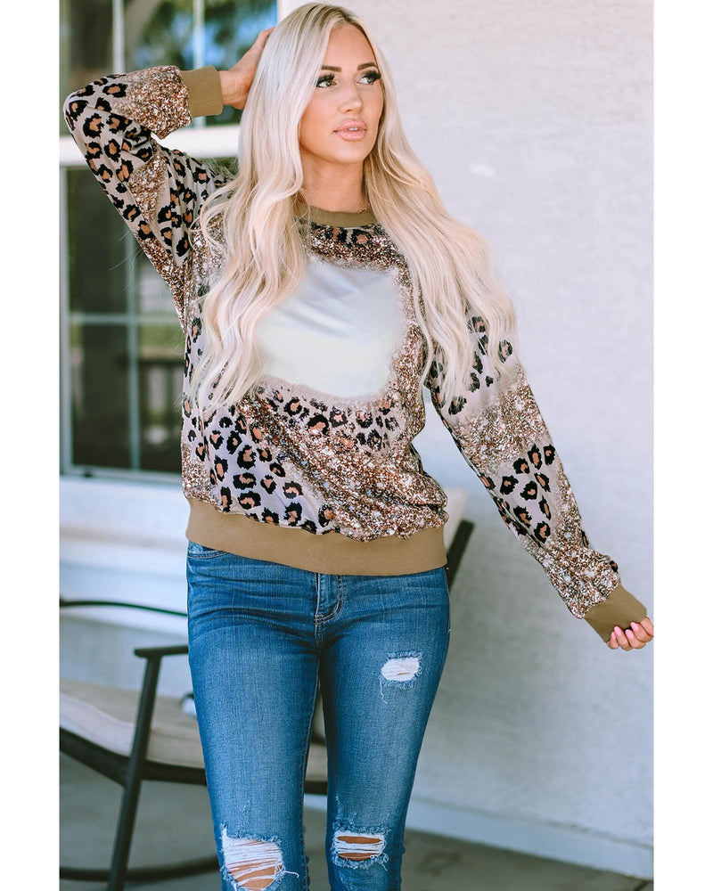 Azura Exchange Leopard Print Long Sleeve Top - M