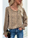 Azura Exchange Leopard Print Ruffle Puff Sleeves Blouse - L