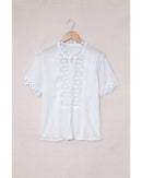 Azura Exchange Lace Splicing Short Sleeve Top - L