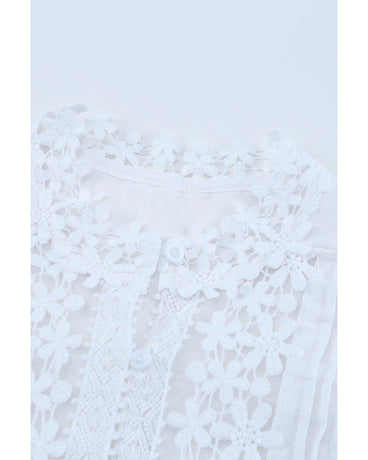 Azura Exchange Lace Splicing Short Sleeve Top - L