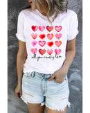 Azura Exchange Hearts Letter Print Short Sleeve T-shirt - XL