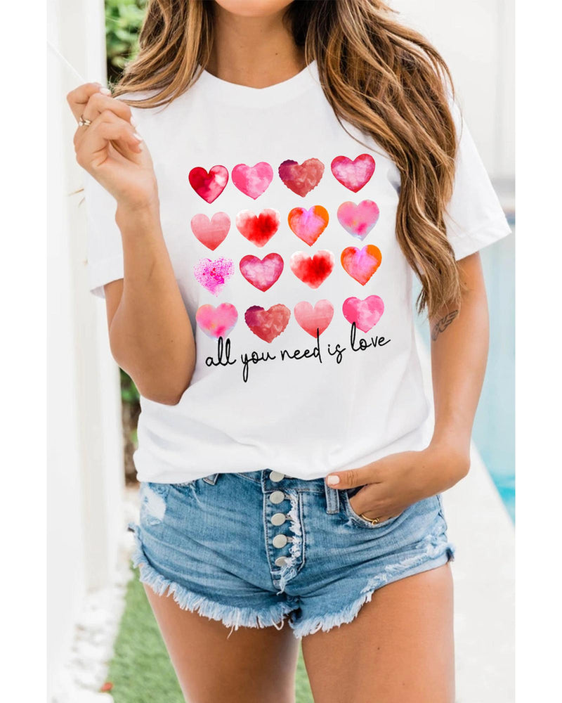 Azura Exchange Hearts Letter Print Short Sleeve T-shirt - XL