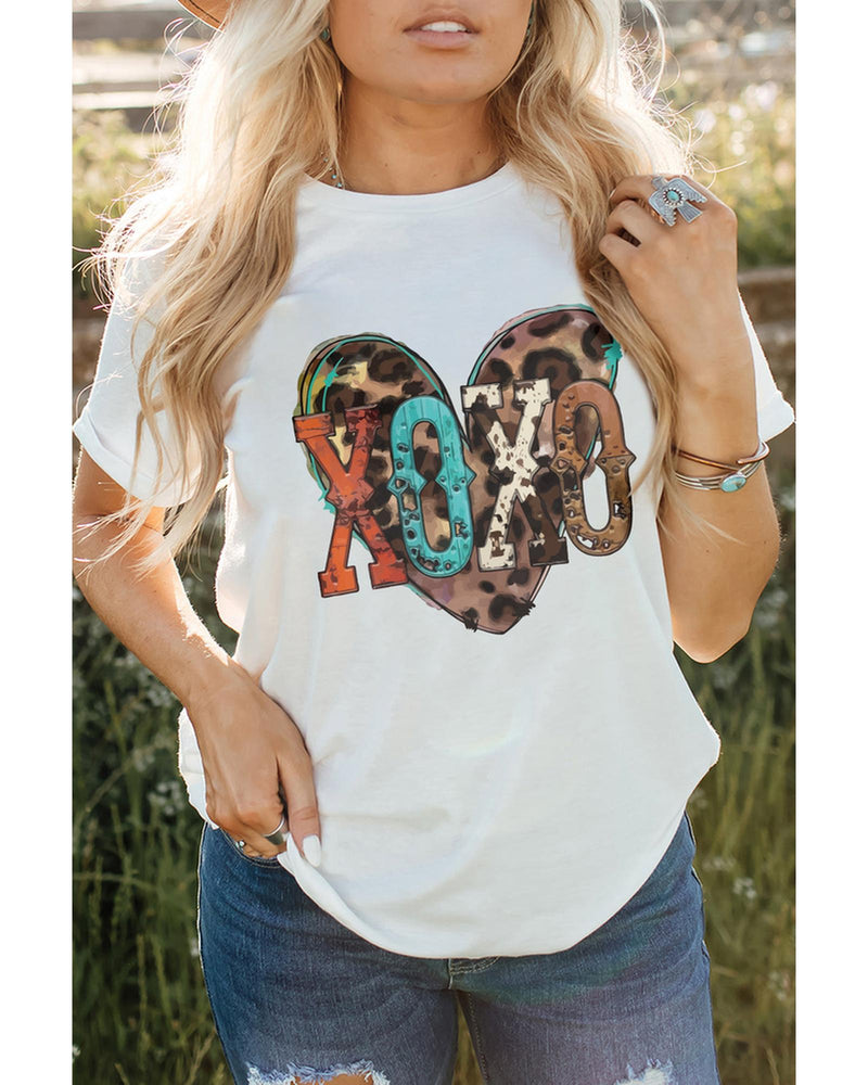 Azura Exchange Heart Shaped Print Crew Neck Graphic Tee - XL